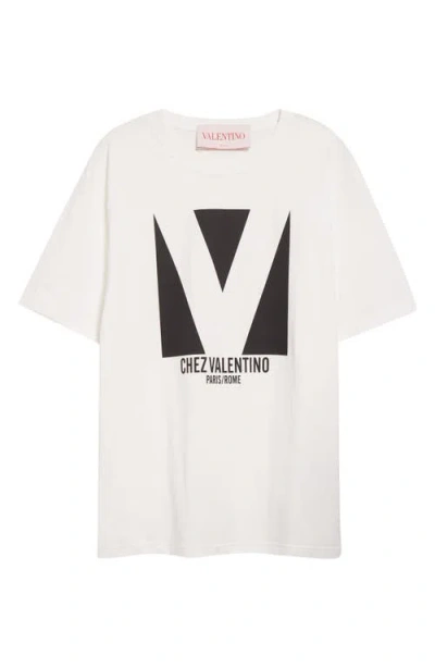 Valentino V-logo Print Cotton Jersey T-shirt In White