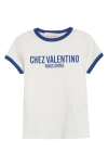 Valentino Womens Regular-fit Brand-print Cotton-jersey T-shirt Avorio Blu Elettrico In Ivory/blue