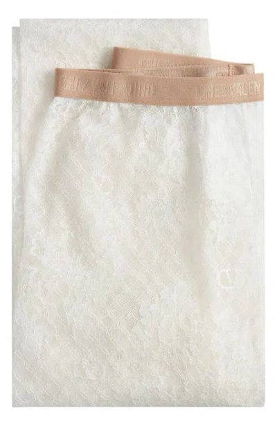 Valentino Garavani Chez  Sheer Floral Lace Tights In White