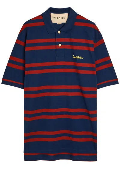 VALENTINO VALENTINO GARAVANI CHEZ VALENTINO STRIPED PIQUÉ COTTON POLO SHIRT