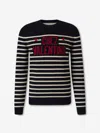 Valentino Garavani Crewneck Sweater With Bold Jacquard Motif In Black
