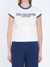 Valentino Womens Regular-fit Brand-print Cotton-jersey T-shirt Avorio Blu Elettrico