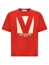 Valentino Crewneck Graphic Print T-shirt Logo In Red