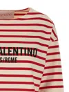 Valentino Womens Avorio Rosso Striped Brand-print Cotton-jersey T-shirt In Red