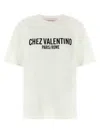 Valentino Cotton Slogan Print Drop Shoulder T-shirt In White/black