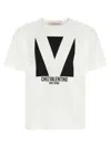 Valentino Mens Avorio Logo-print Crew-neck Cotton-jersey T-shirt In White/black
