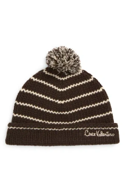 Valentino Garavani Chez Valentino Virgin Wool Pompom Beanie In Black