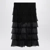 Valentino Semi-sheer Chiffon Midi Tiered Skirt In Black