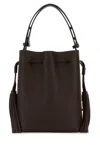 Valentino Garavani Chocolate Leather Vlogo Signature Bucket Bag In Brown