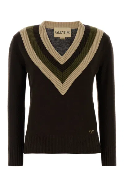 Valentino Garavani Chocolate Wool Sweater In Brown