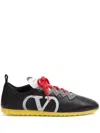 Valentino Perforated Nappa Leather Chromathon Sneakers In Black