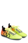 Valentino Lime Green And Fluorescent Orange Sporty Sneakers In Cotton And Pu Bold Design In Lime/orange Fluo