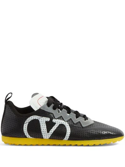 Valentino Garavani Valentino Chromathon Leather Sneaker In Black
