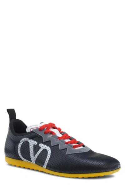 Valentino Garavani Perforated Nappa Leather Chromathon Sneakers In Black