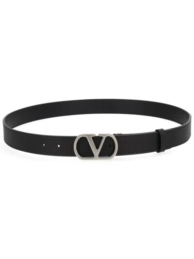 Valentino Garavani Leather Belt In Black