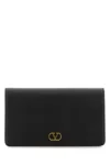 Valentino Rectangular Leather Clutch With Textured Vlogo Signature In Black