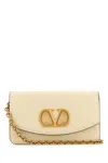 Valentino Small Leather Clutch With Adjustable Chain Strap In Neutral