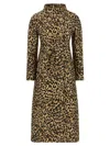 Valentino Leopard Print Double Breasted Coat With Belt In Brown