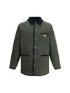 Valentino Olive Green Quilted Jacket With Vlogo Patch
