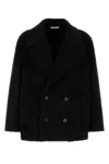 Valentino Black Two Button Placket Coat In Black