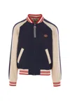 Valentino Sporty Bomber Jacket With Embroidered Details In Blue