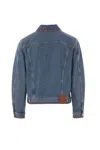 Valentino Garavani Men Beaded Embroidery And Printed Edges Denim Jacket In Blue