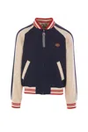 Valentino Sporty Bomber Jacket With Embroidered Details In Blue