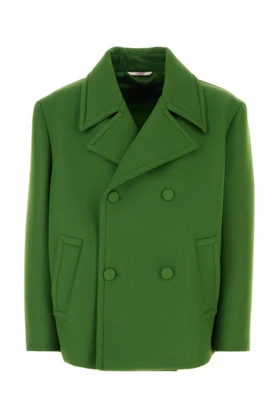 Valentino Wool Blend Caban Coat In Green