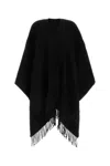 Valentino Cashmere Cape With Fringe Detailing And Loose Fit In Black