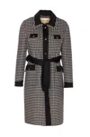 Valentino Womens Avorio Nero Gingham-pattern Wool And Cashmere-blend Coat In Black