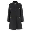 Valentino V-shaped Gold-tone Button Coat In Black