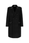 Valentino Double-breasted Wool Coat With Cabochons In Black