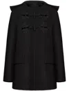 Valentino Embroidered Caban In Compact Coat In Black