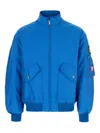 Valentino Light Blue Nylon Padded Bomber Jacket In Blue