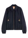 Valentino Wool Blend Blouson Jacket Featuring Pockets In Blue