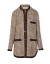 Valentino Crewneck Jacket Contrast Trim In Brown