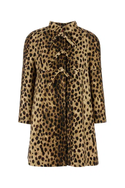 Valentino Mantel Aus Wollstoff Mit Jaguar-punktendruck Frau Animalier 44 In Brown Black