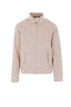 Valentino Checked Zip-up Single-breasted Coat In Neutral
