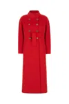Valentino Wool Blend Coat With Belt And Buttons In Red