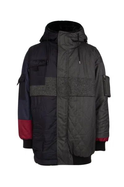 Valentino Panelled Parka Coat In Multi