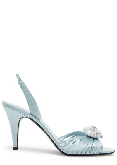 Valentino Garavani Coeur Royal 85 Embellished Satin Slingback Sandals In Multi