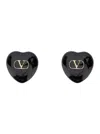 Valentino Black Enamel And Metal Coeur Royal Earrings In Multicolor