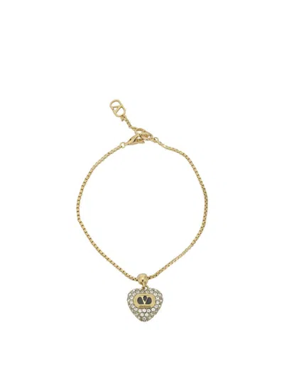 Valentino Garavani Coeur Royal Crystal Embellished Bracelet In Gold