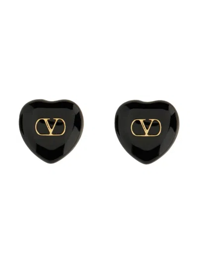 Valentino Garavani Coeur Royal Earrings In Black