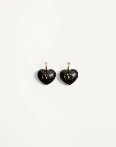 VALENTINO GARAVANI VALENTINO GARAVANI COEUR ROYAL EARRINGS IN METAL AND ENAMEL WOMAN GOLD/BLACK UNI