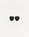 Valentino Black Enamel And Metal Coeur Royal Earrings In Gold/black