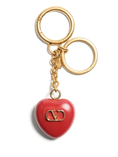 Valentino Garavani Coeur Royal Key Ring In Brown