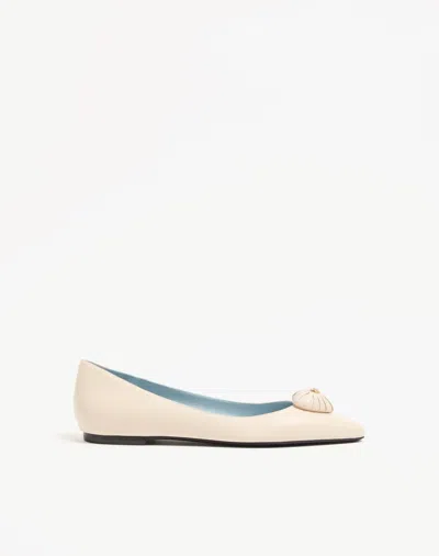 Valentino Garavani Coeur Royal Kidskin Ballerina Woman Butter 39.5 In Neutral