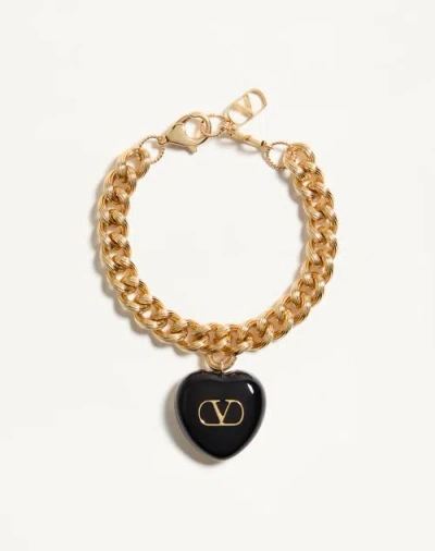 VALENTINO GARAVANI VALENTINO GARAVANI COEUR ROYAL METAL AND ENAMEL BRACELET WOMAN GOLD/BLACK S