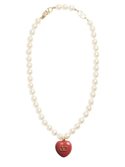 Valentino Garavani Coeur Royal Necklace In Metal Enamel And Beads Woman Multicolour Uni